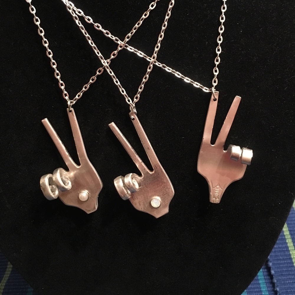Vintage flatware Peace sign necklaces